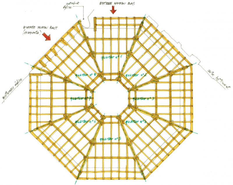 Agence Caillault ACMH – Chapelle des Cordeliers – Nancy – Plan de la charpente