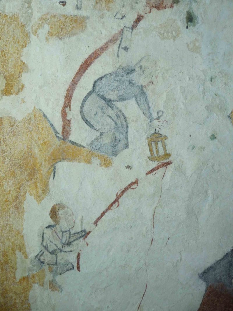 Agence Caillault ACMH – VERTUZEY – Eglise Saint-Gorgon – Détail d’un ermite tenant une lanterne et d’un pêcheur (XVe siècle)
